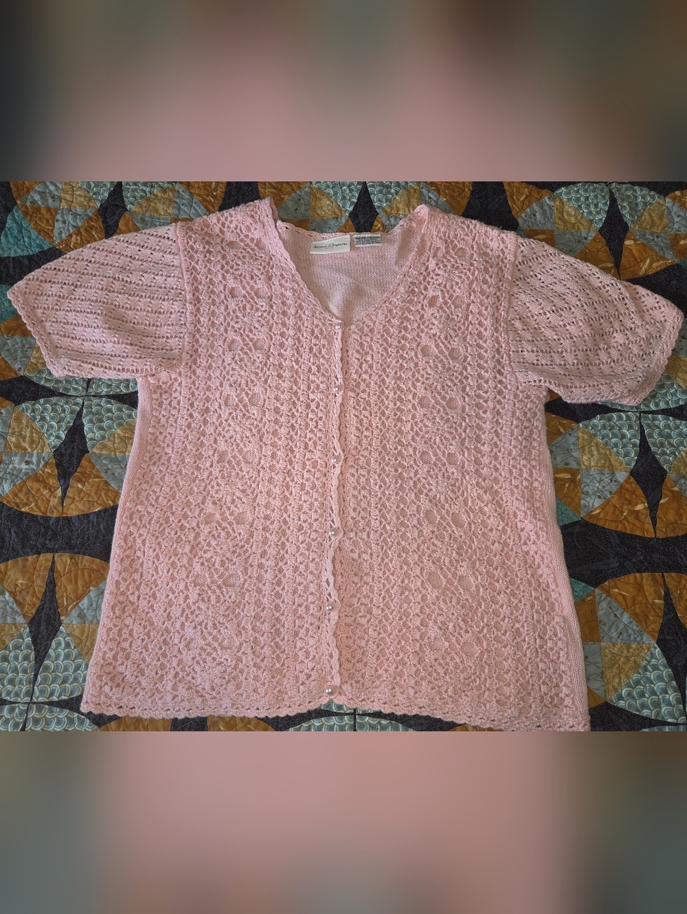 Women's Jaclyn Smith Light Pink Knit Button-Front Cardigan Size Medium